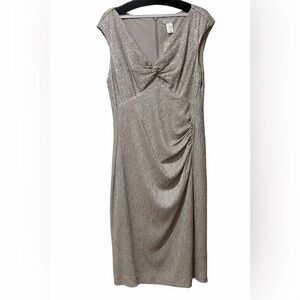 Cache Elegant Champagne Midi Dress Size 8